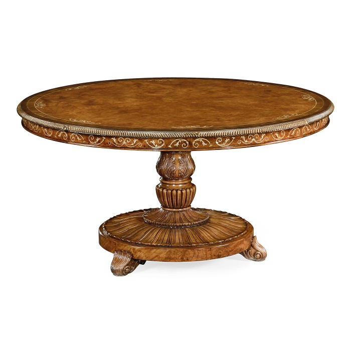 Burl & Mother of Pearl Round Dining Table (Lazy Susan) 59