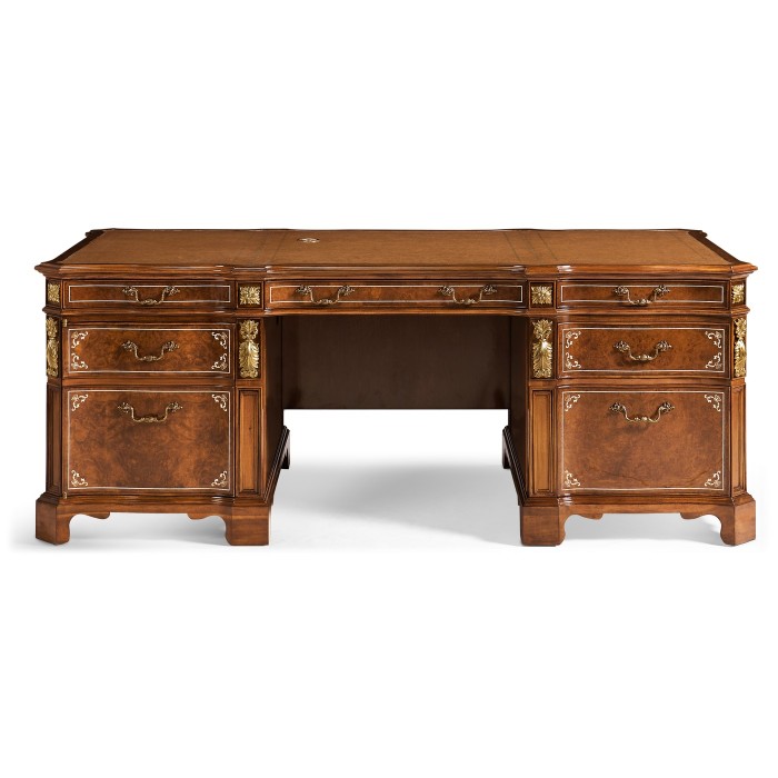 Burl & Mother of Pearl Faux Partners Desk