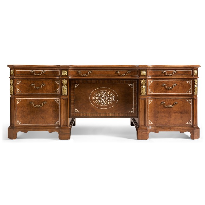 Burl & Mother of Pearl Faux Partners Desk
