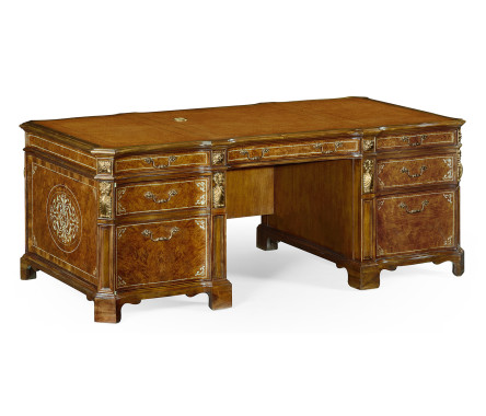 Burl & Mother of Pearl Faux Partners Desk