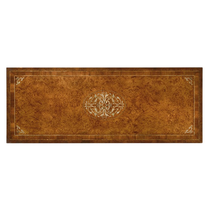 Burl and mother of pearl inlaid chest of drawers