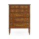 Burl & mother of pearl tall chest of drawers