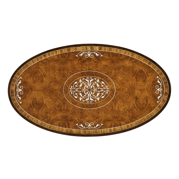 Burl & Mother of Pearl Oval Coffee Table