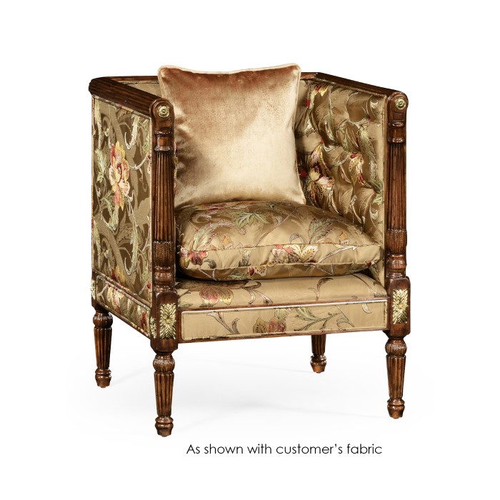 Regency Style Club Chair with Brass Detailing