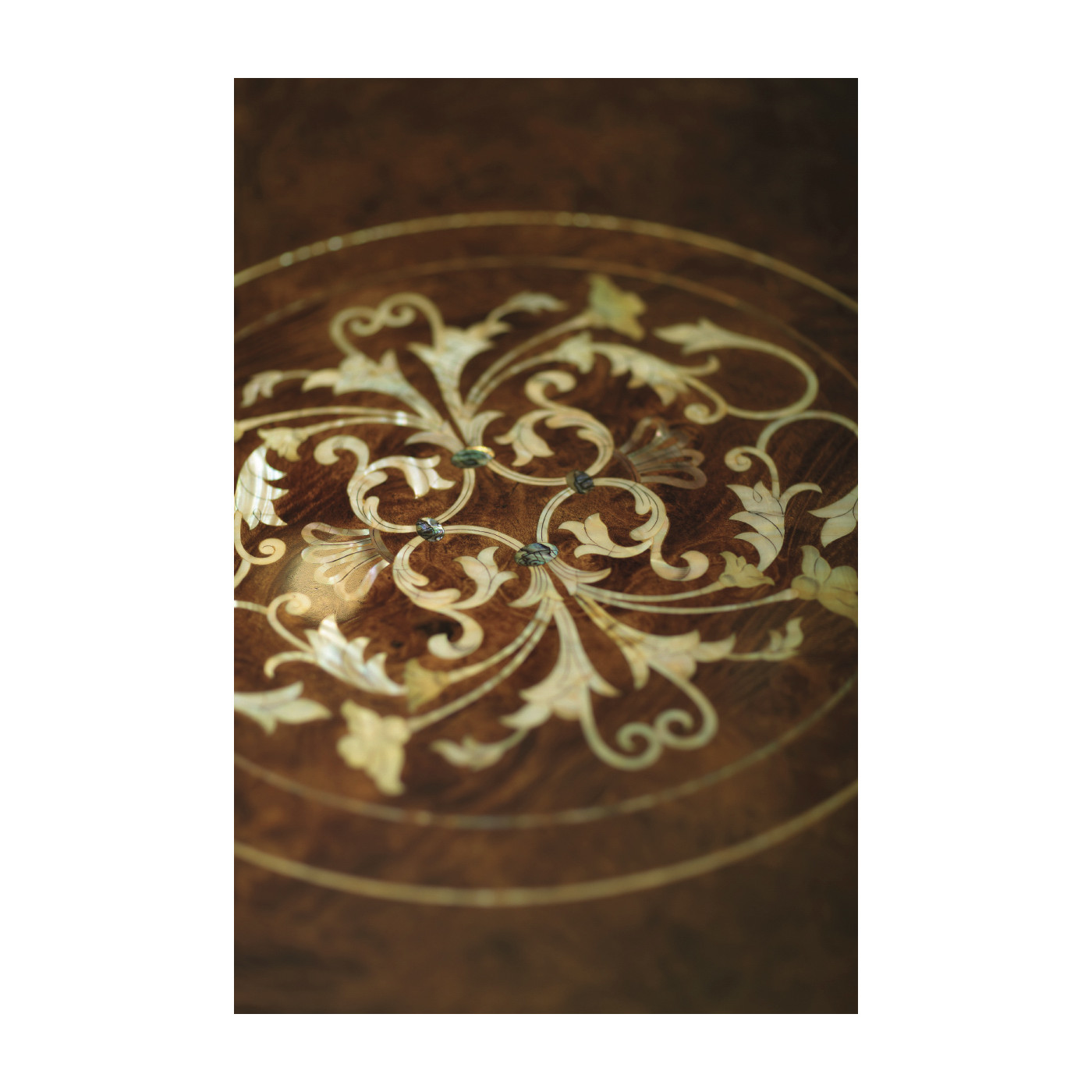 Burl & mother of pearl centre table