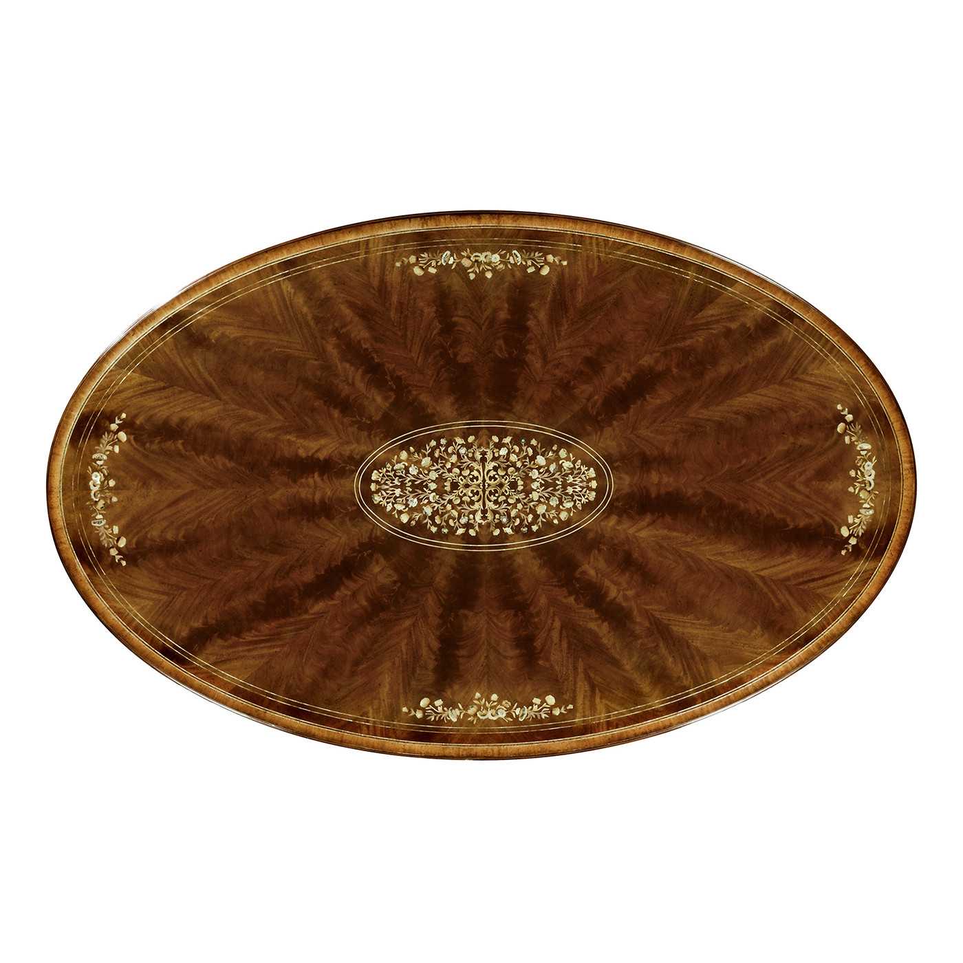 Biedermeier Style Oval Dining Table with Fine Mop & Marquetry Inlay 96