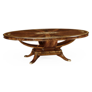 Biedermeier Style Oval Dining Table with Fine Mop & Marquetry Inlay 96