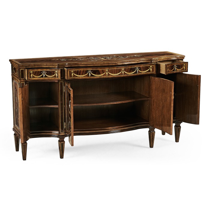 Large side cabinet with fine MOP & marquetry inlay