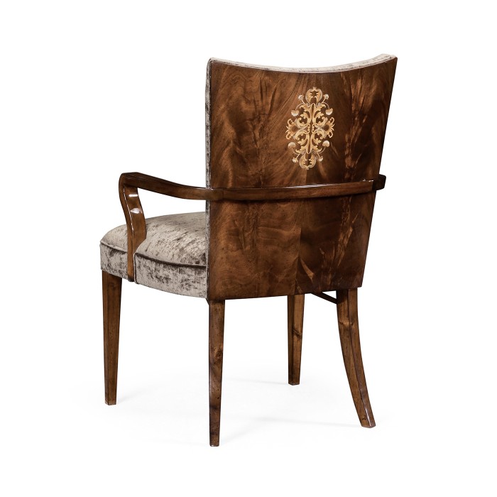 Biedermeier Style Dining Arm Chair with Fine Mop & Marquetry Inlay