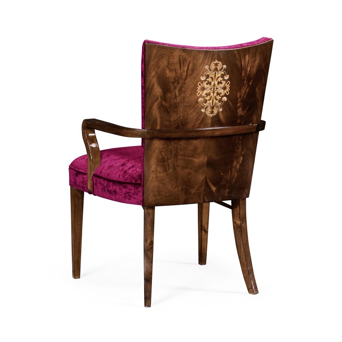 Biedermeier Style Dining Arm Chair with Fine Mop & Marquetry Inlay