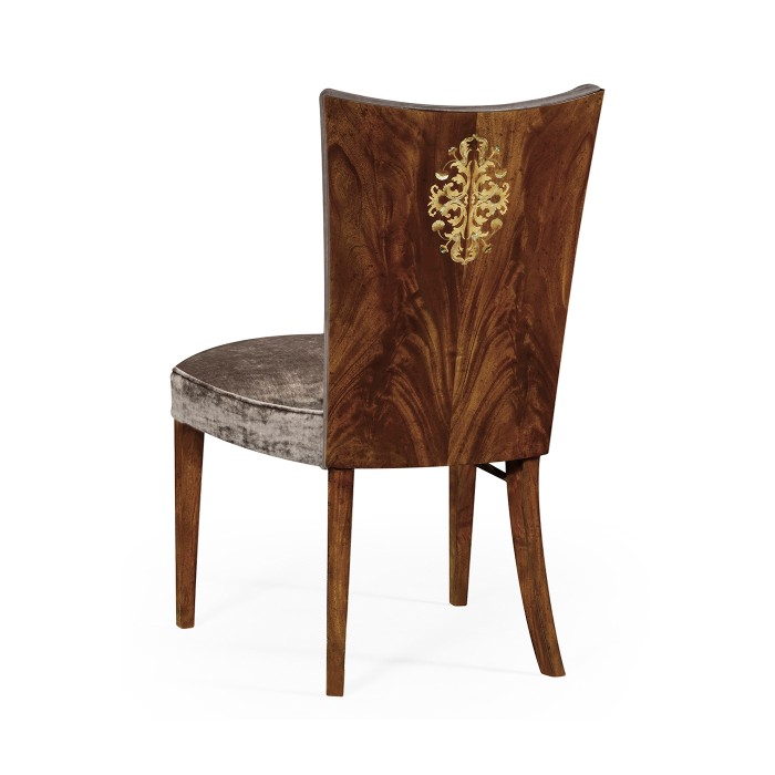 Biedermeier Style Dining Side Chair with Fine Mop & Marquetry Inlay