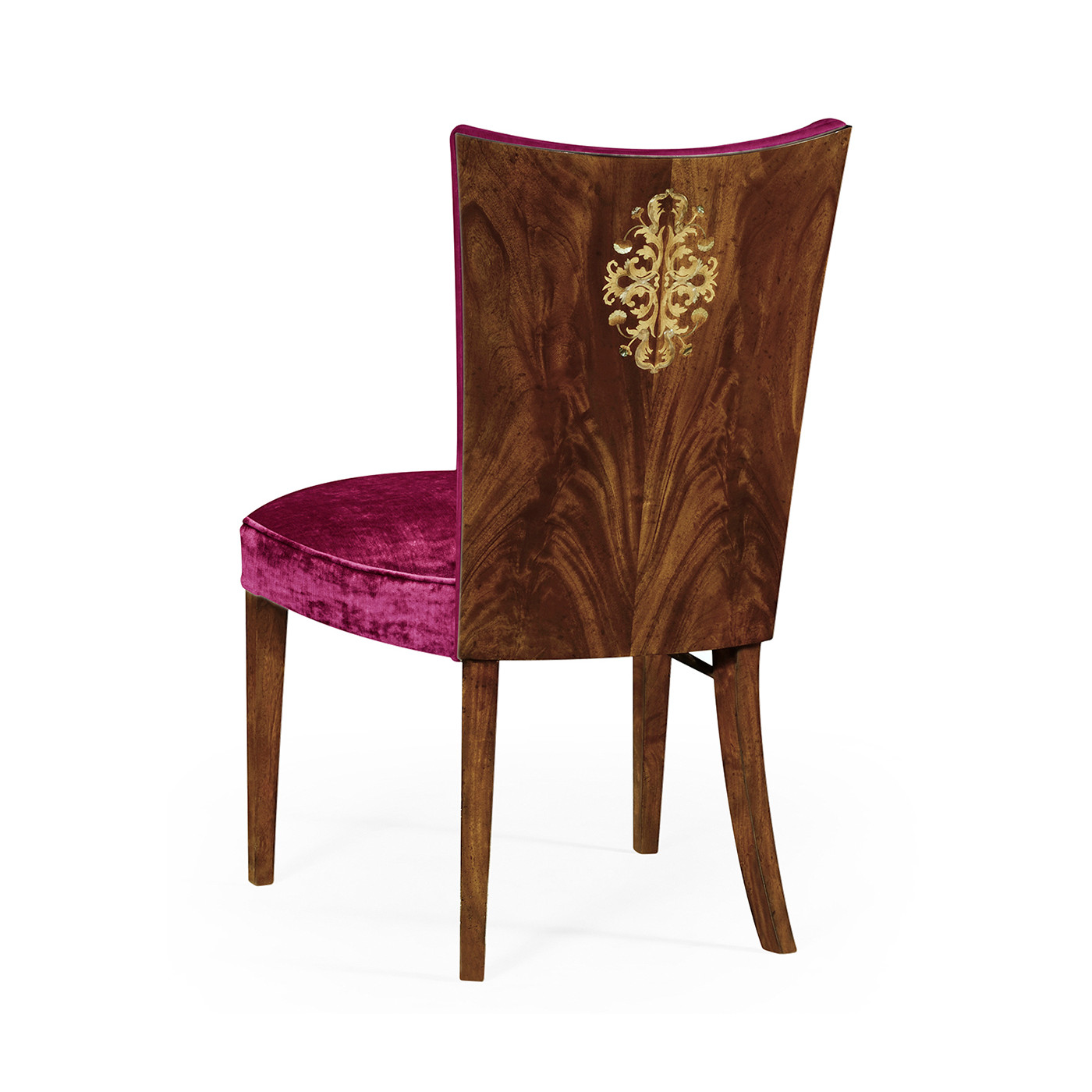 Biedermeier Style Dining Side Chair with Fine Mop & Marquetry Inlay