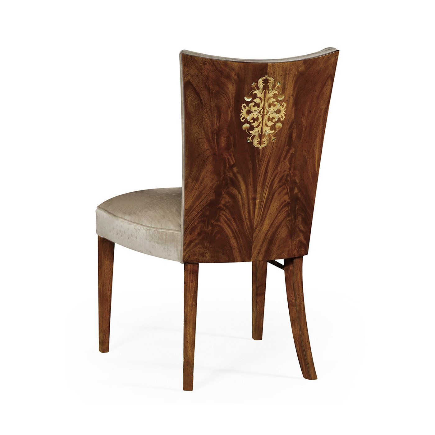 Biedermeier Style Dining Side Chair with Fine Mop & Marquetry Inlay