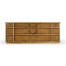 Travel trunk style coffee table with storage and brown leather