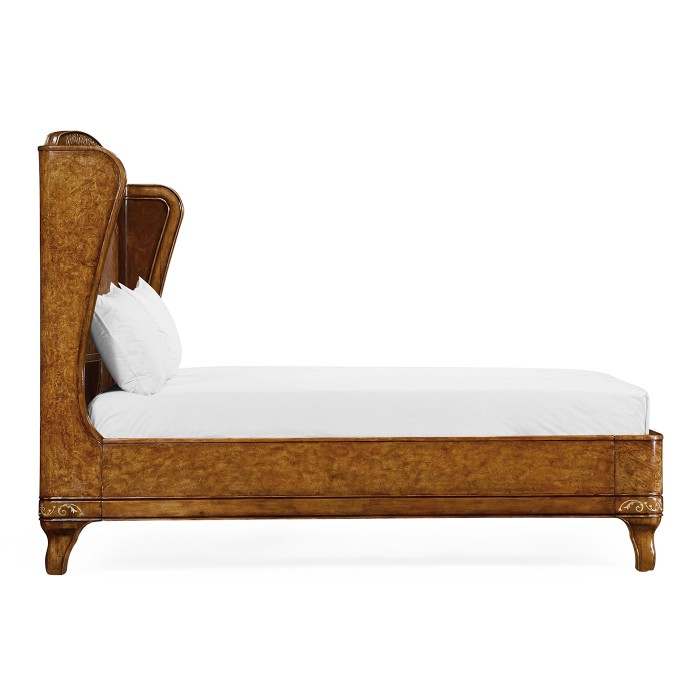 Louis XV Style Burl Walnut & Mother Of Pearl Cali King Bed