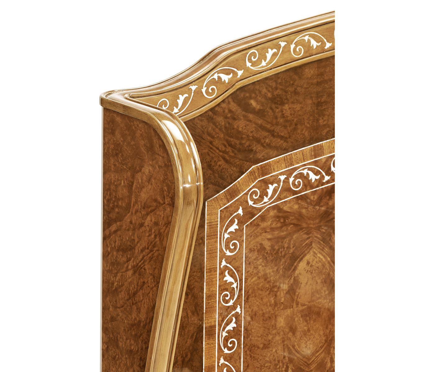 Louis XV Style Burl Walnut & Mother Of Pearl UK Queen Bed