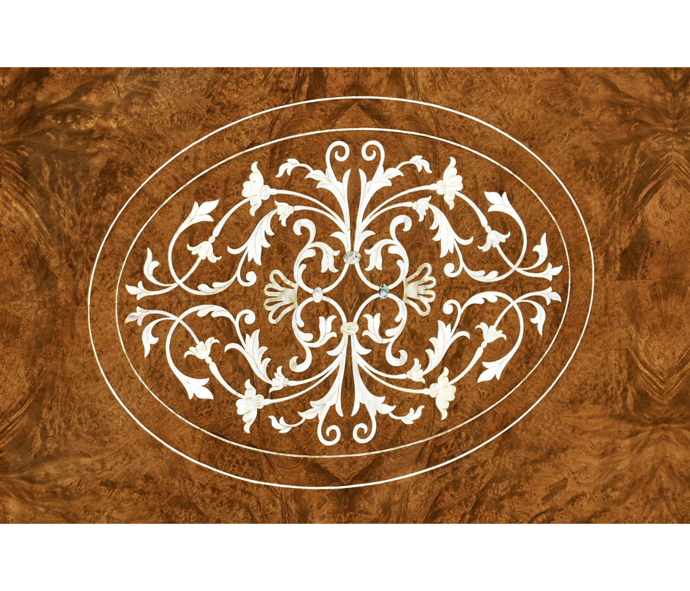 Louis XV Style Burl Walnut & Mother Of Pearl UK Queen Bed