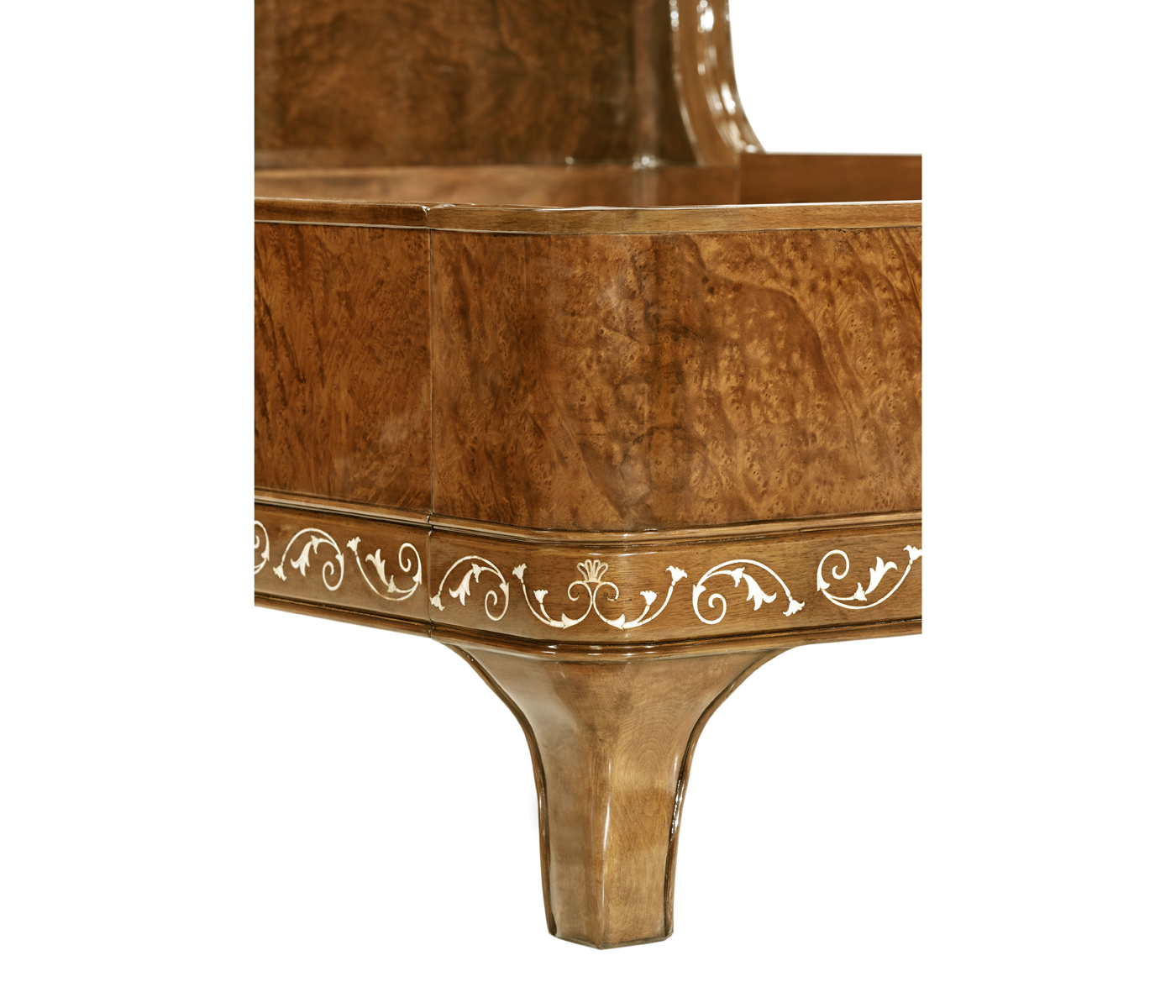 Louis XV Style Burl Walnut & Mother Of Pearl UK Queen Bed