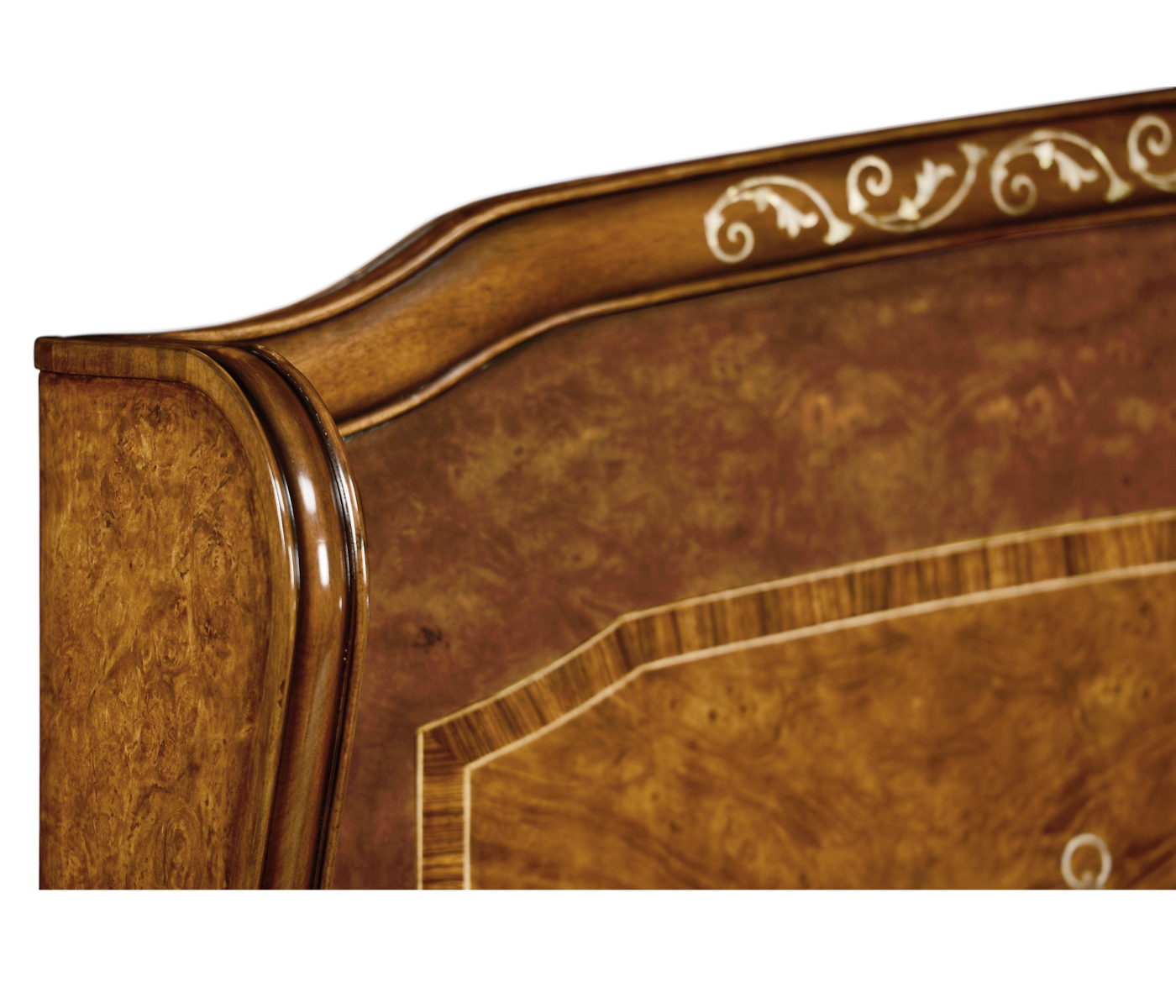 Louis XV Style Burl Walnut & Mother of Pearl US King Bed