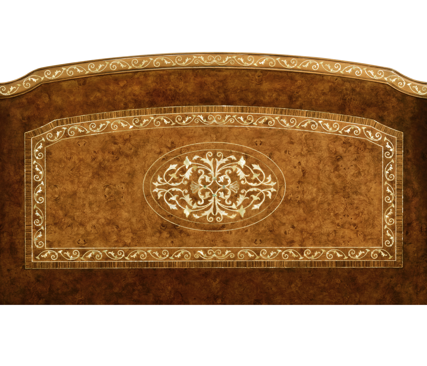 Louis XV Style Burl Walnut & Mother of Pearl US King Bed