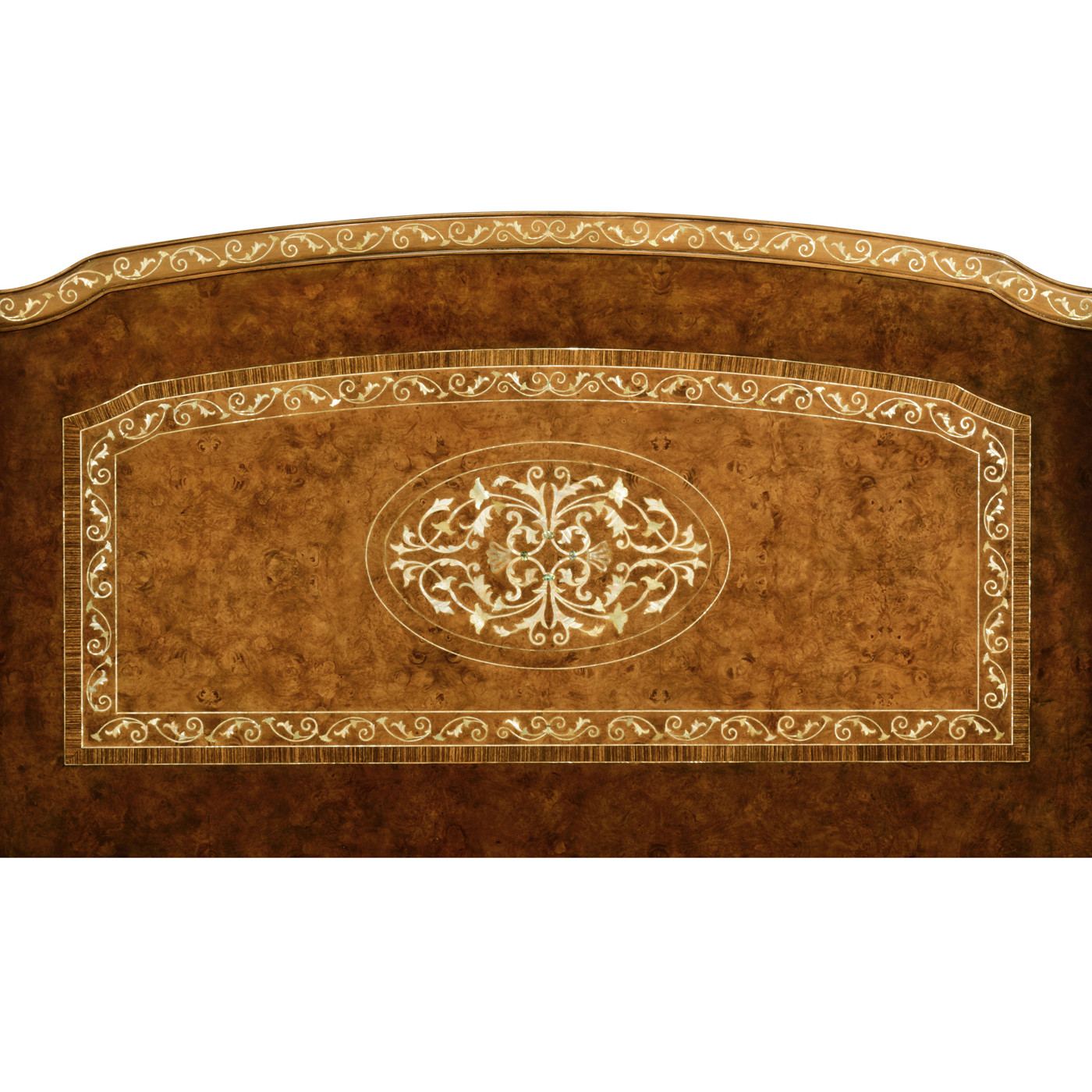 Louis XV Style Burl Walnut & Mother of Pearl US King Bed