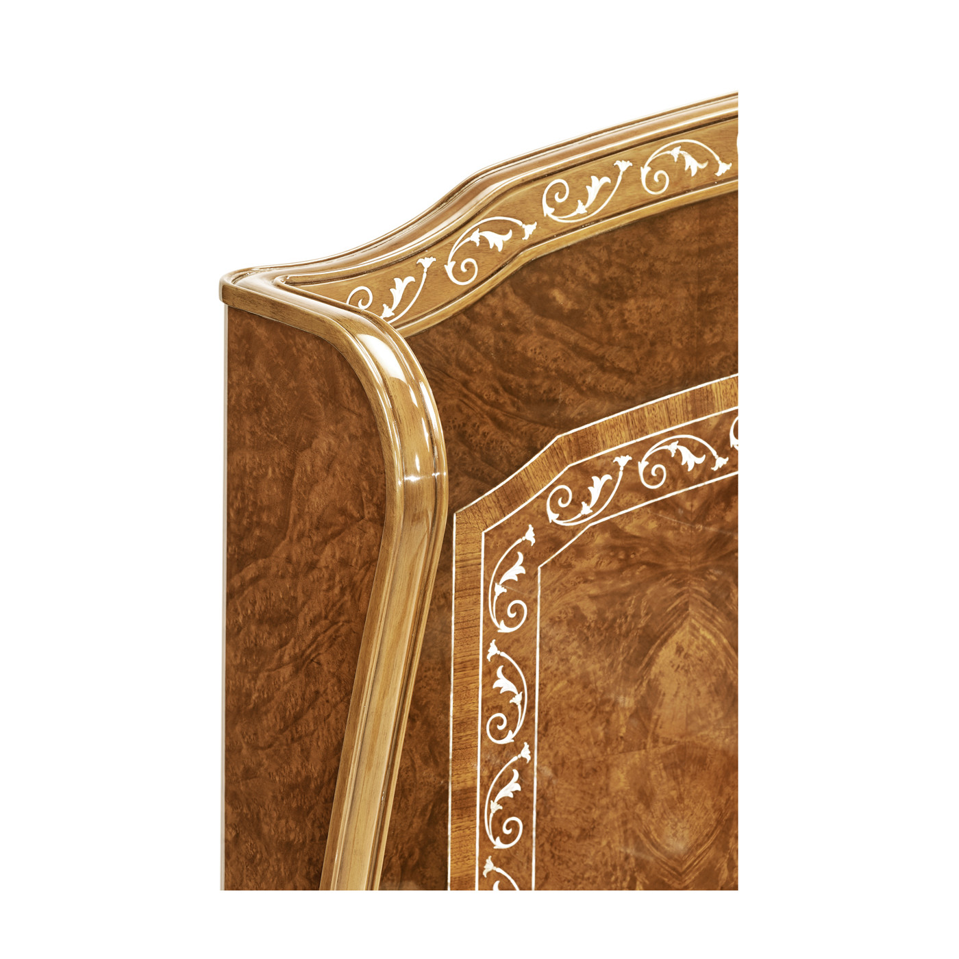 Louis XV Style Burl Walnut & Mother Of Pearl US Queen Bed