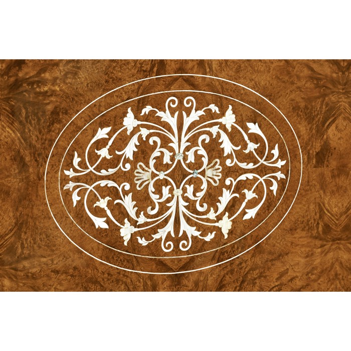 Louis XV Style Burl Walnut & Mother Of Pearl US Queen Bed
