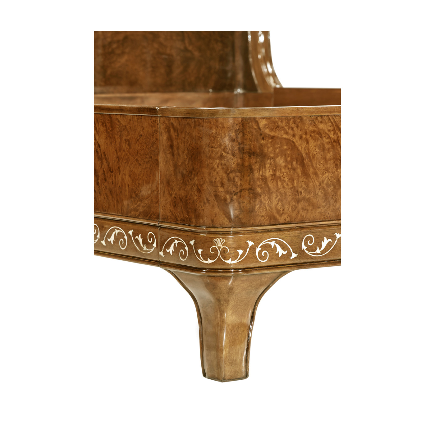 Louis XV Style Burl Walnut & Mother Of Pearl US Queen Bed