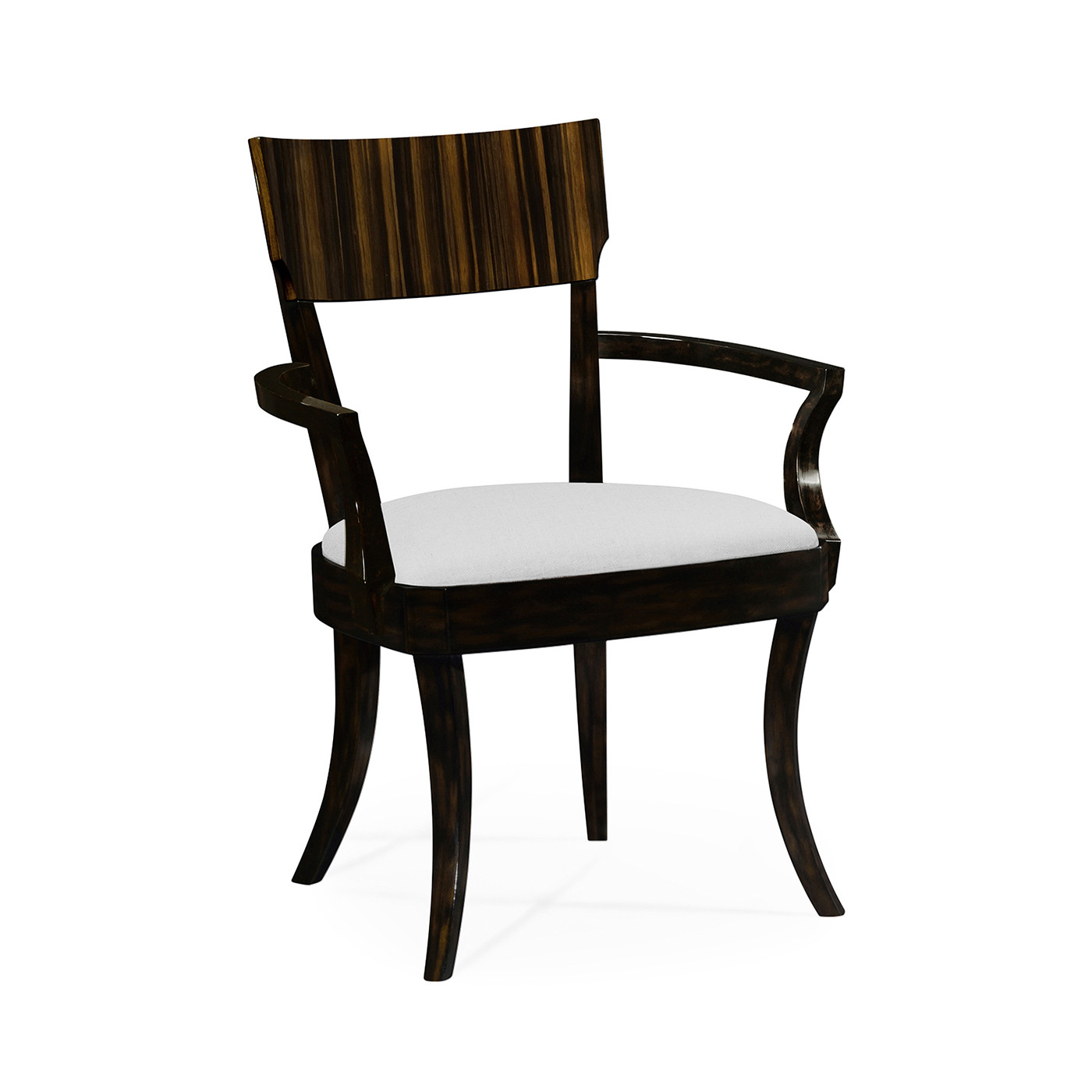 Art Deco Macassar Ebony High Lustre Dining Arm Chair