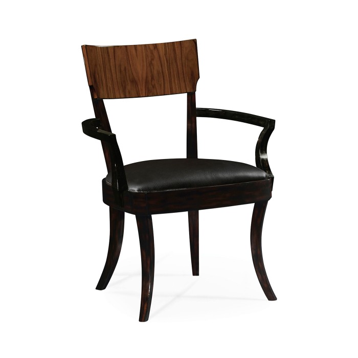 Art Deco High Lustre Rosewood Dining Arm Chair