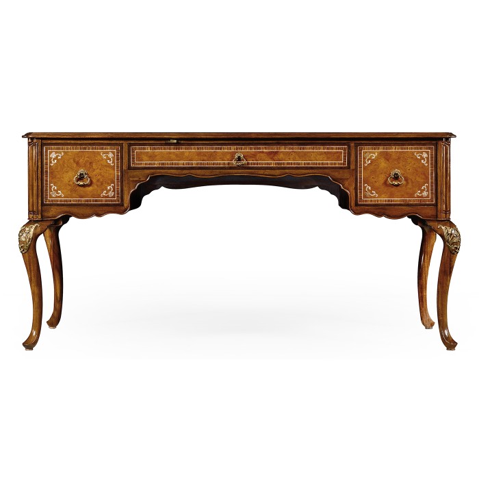 Burl and mother of pearl inlaid desk