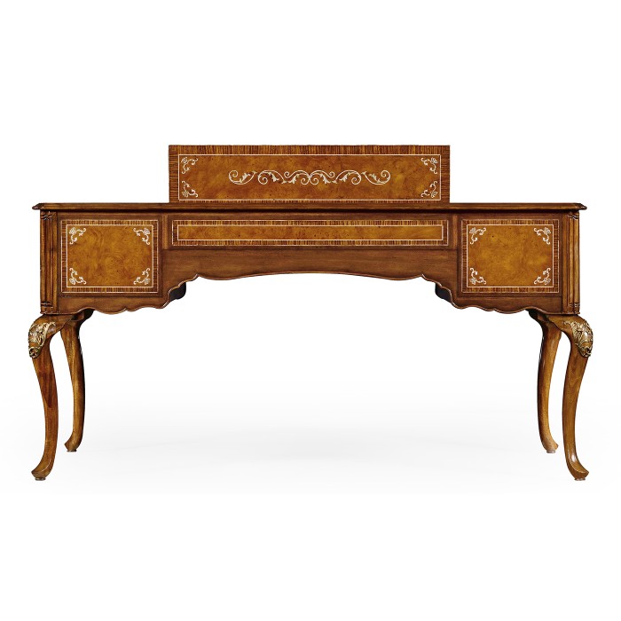 Burl and mother of pearl inlaid desk