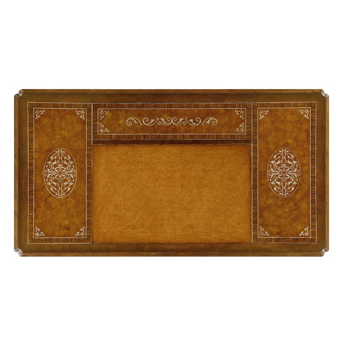 Burl and mother of pearl inlaid desk