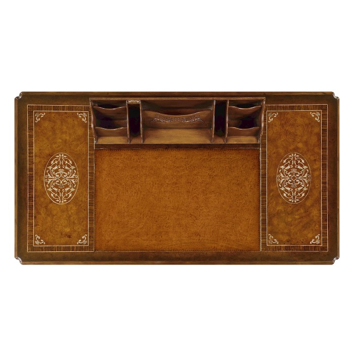 Burl and mother of pearl inlaid desk