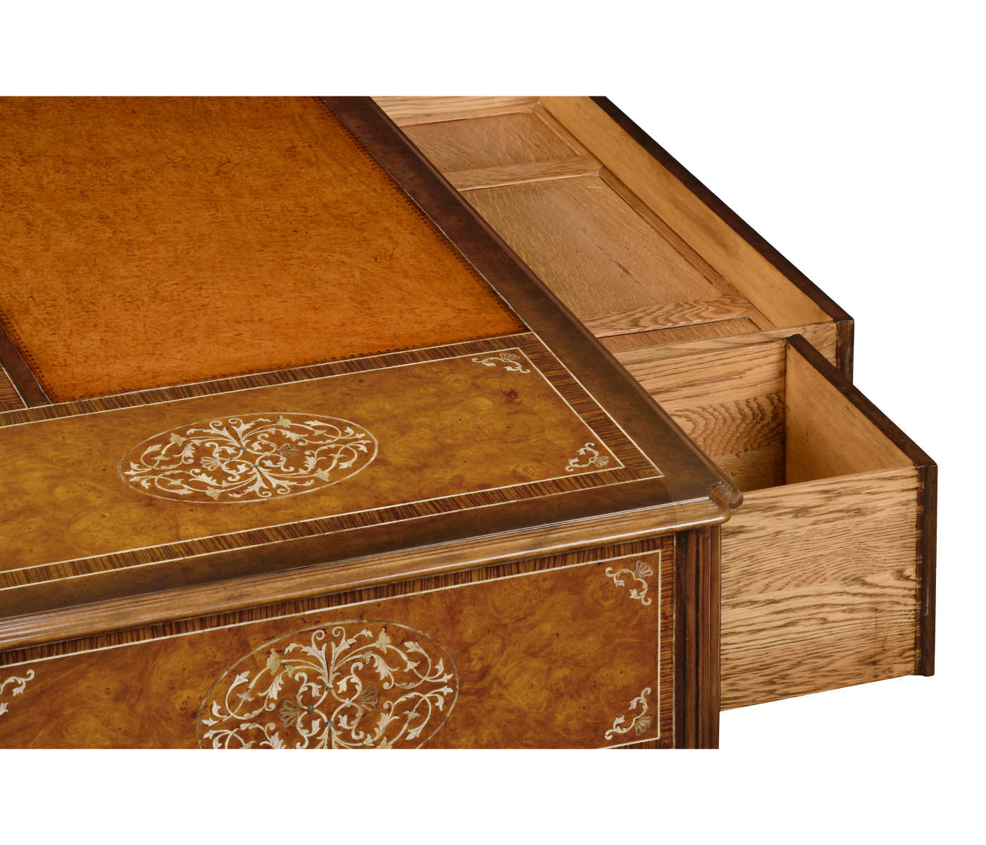 Burl and mother of pearl inlaid desk