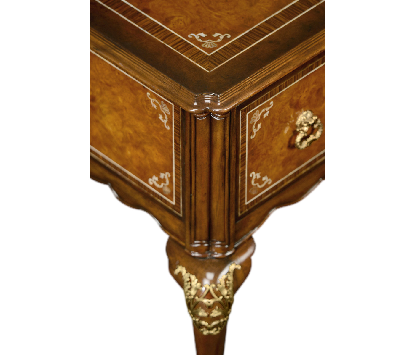 Burl and mother of pearl inlaid desk