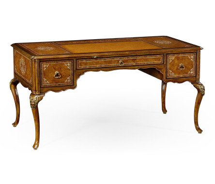 Burl and mother of pearl inlaid desk