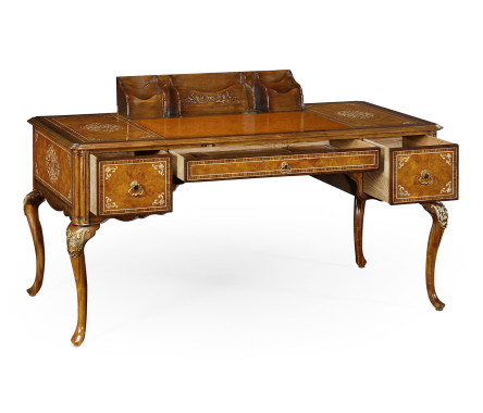 Burl and mother of pearl inlaid desk