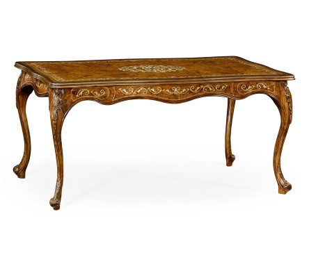 Burl and mother of pearl inlaid desk