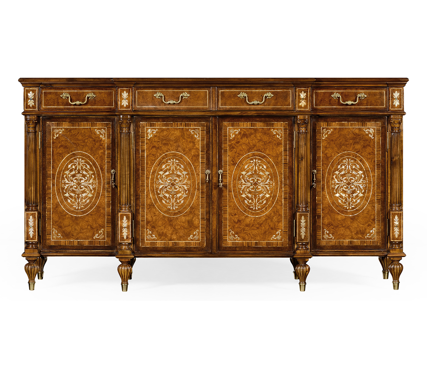Burl & Mother of Pearl Inlaid Sideboard (Wood Door)