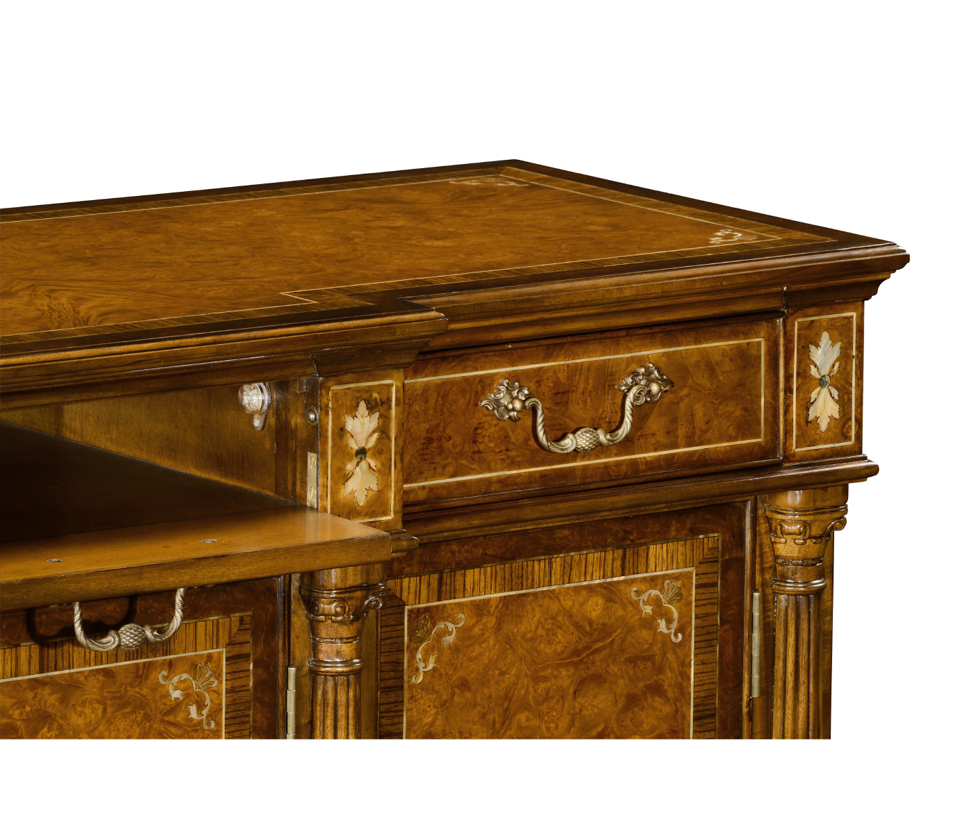 Burl & Mother of Pearl Inlaid Sideboard (Wood Door)