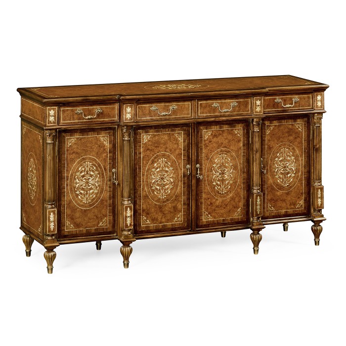 Burl & Mother of Pearl Inlaid Sideboard (Wood Door)