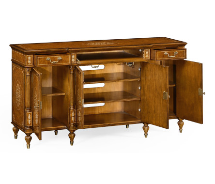 Burl & Mother of Pearl Inlaid Sideboard (Wood Door)