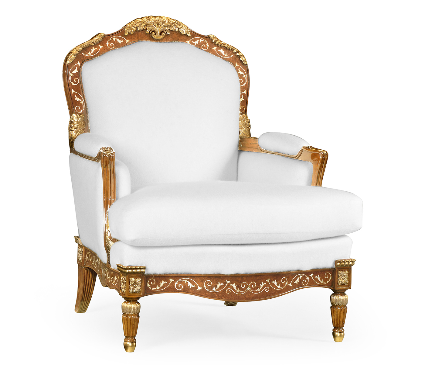 Burl & Mother of Pearl Inlaid Arm Chair