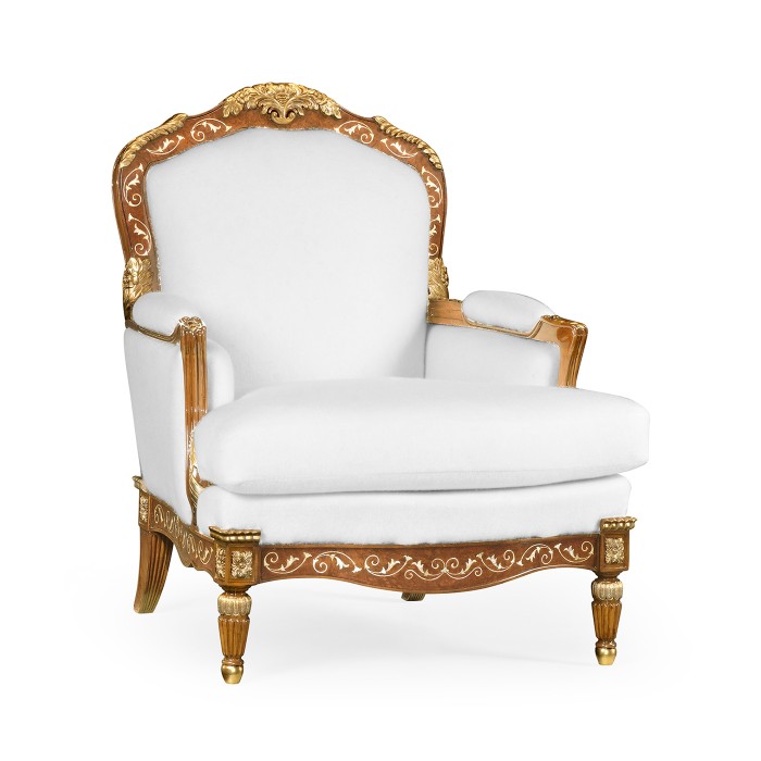Burl & Mother of Pearl Inlaid Arm Chair