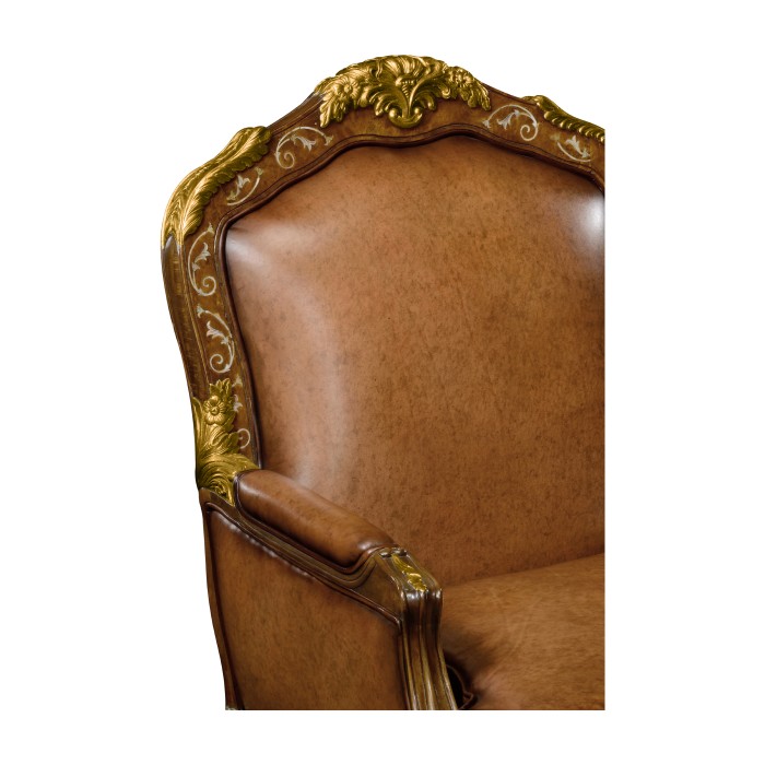 Burl & Mother of Pearl Inlaid Arm Chair