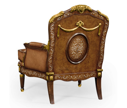 Burl & Mother of Pearl Inlaid Arm Chair