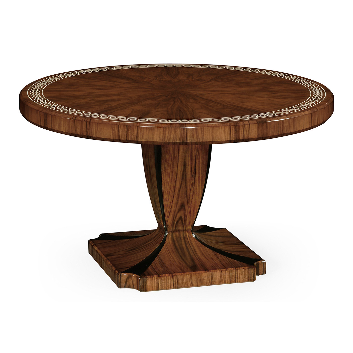 Santos Rosewood Dining Table with Pedestal Leg with Bone Inlay - High Sheen 51