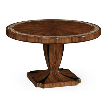 Santos Rosewood Dining Table with Pedestal Leg with Bone Inlay - High Sheen 51