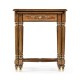 Burl and mother of pearl inlaid nest of two tables with carved legs